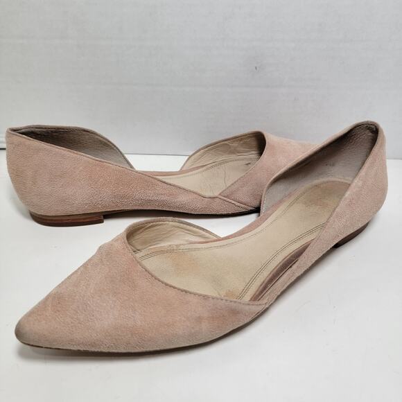 Marc Fisher Pink Flats 7.5 Point Toe Suede Leather Half D'Orsay Fanny Sunny - Picture 1 of 7